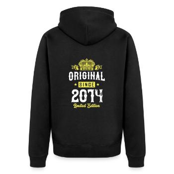 2014 limited edition - Unisex Premium Bio Zip Hoodie - Schwarz - Hinten - Nico (187cm)