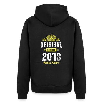 2013 limited edition - Unisex Premium Bio Zip Hoodie - Schwarz - Hinten - Nico (187cm)