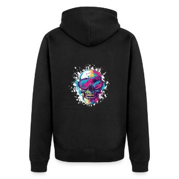 Ski Totenkopf Skibrille Apres Ski - Unisex Premium Bio Zip Hoodie - Schwarz - Hinten - Nico (187cm)