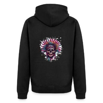 Chef de crâne indien - Veste à capuche bio Premium Unisexe - noir - Dos - Nico (187cm)