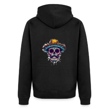 Mexican Skull Sombrero - Unisex Premium Organic Zip Hoodie - black - Back - Nico (187cm)