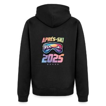 Après Ski 2025 Multicolored - Unisex Premium Organic Zip Hoodie - black - Back - Nico (187cm)