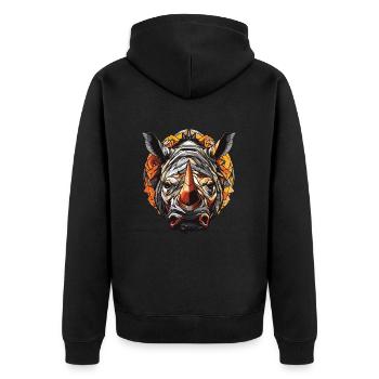 Tête de portrait de rhinocéros - Veste à capuche bio Premium Unisexe - noir - Dos - Nico (187cm)