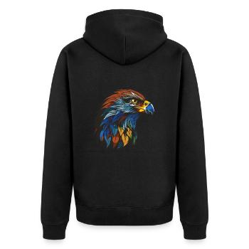 Adler Porträt Kopf - Unisex Premium Bio Zip Hoodie - Schwarz - Hinten - Nico (187cm)