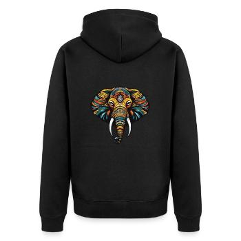 Tête de portrait d’éléphant - Veste à capuche bio Premium Unisexe - noir - Dos - Nico (187cm)