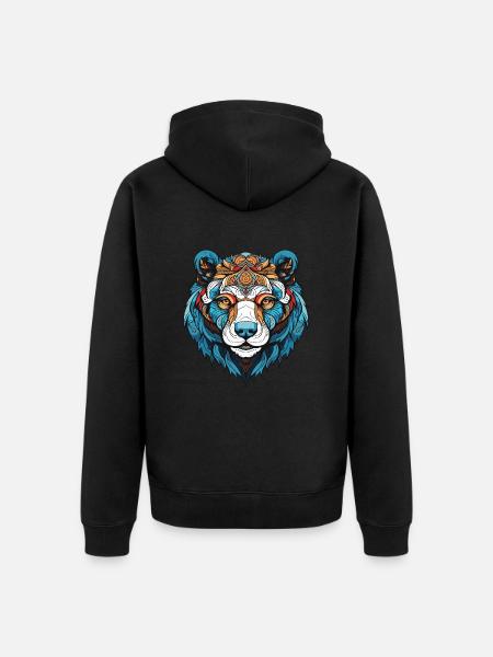 Polar Bear Head Polar Bear - Unisex Premium Organic Zip Hoodie - black