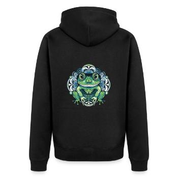 Frog Portrait - Unisex Premium Organic Zip Hoodie - black - Back - Nico (187cm)
