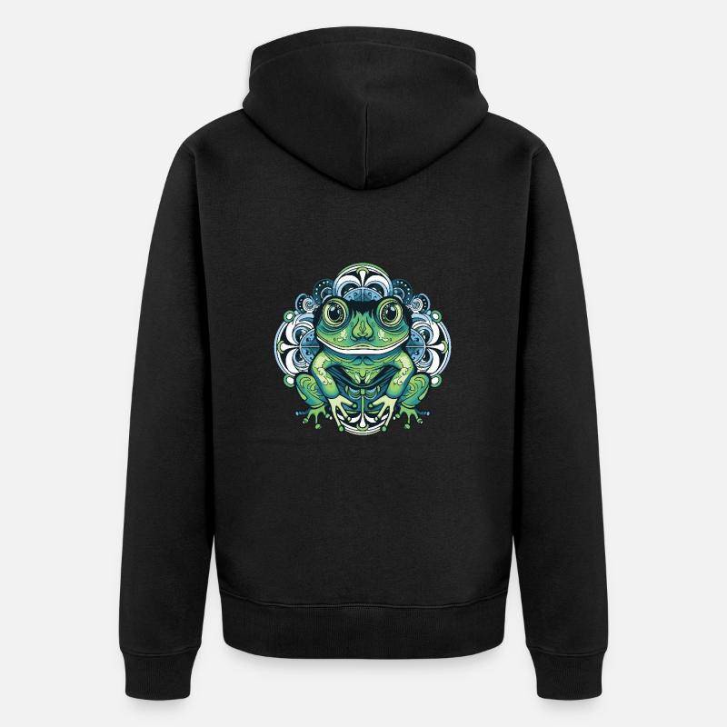 Portrait de grenouille - Veste à capuche bio Premium Unisexe - noir
