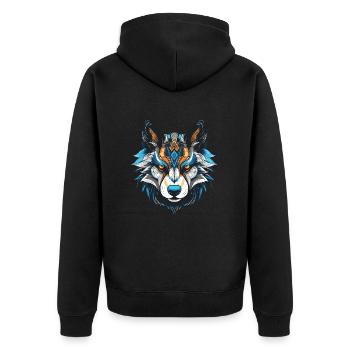 Tête de portrait de chien husky - Veste à capuche bio Premium Unisexe - noir - Dos - Nico (187cm)