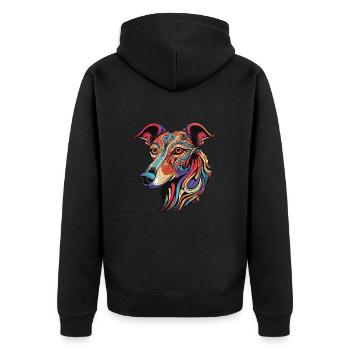 Lévrier chien portrait tête - Veste à capuche bio Premium Unisexe - noir - Dos - Nico (187cm)