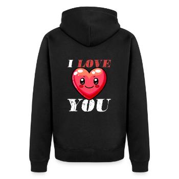 Je t’aime coeur mignon - Veste à capuche bio Premium Unisexe - noir - Dos - Nico (187cm)