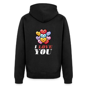 I love you heart - Unisex Premium Organic Zip Hoodie - black - Back - Nico (187cm)