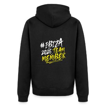 Ibiza 2025 Team - Unisex Premium Organic Zip Hoodie - black - Back - Nico (187cm)