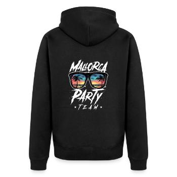 Mallorca Party Team Palmen - Unisex Premium Bio Zip Hoodie - Schwarz - Hinten - Nico (187cm)