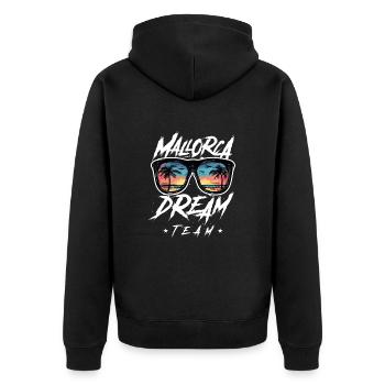 Mallorca Dream Team - Unisex Premium Bio Zip Hoodie - Schwarz - Hinten - Nico (187cm)