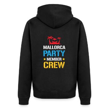 Mallorca Party Crew - Unisex Premium Bio Zip Hoodie - Schwarz - Hinten - Nico (187cm)