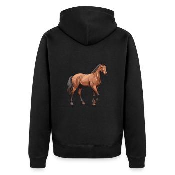 Pferd Tier - Unisex Premium Bio Zip Hoodie - Schwarz - Hinten - Nico (187cm)