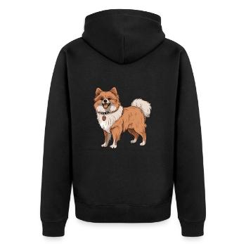 Pomeranian Hund - Unisex Premium Bio Zip Hoodie - Schwarz - Hinten - Nico (187cm)