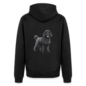 Pudel Hund - Unisex Premium Bio Zip Hoodie - Schwarz - Hinten - Nico (187cm)