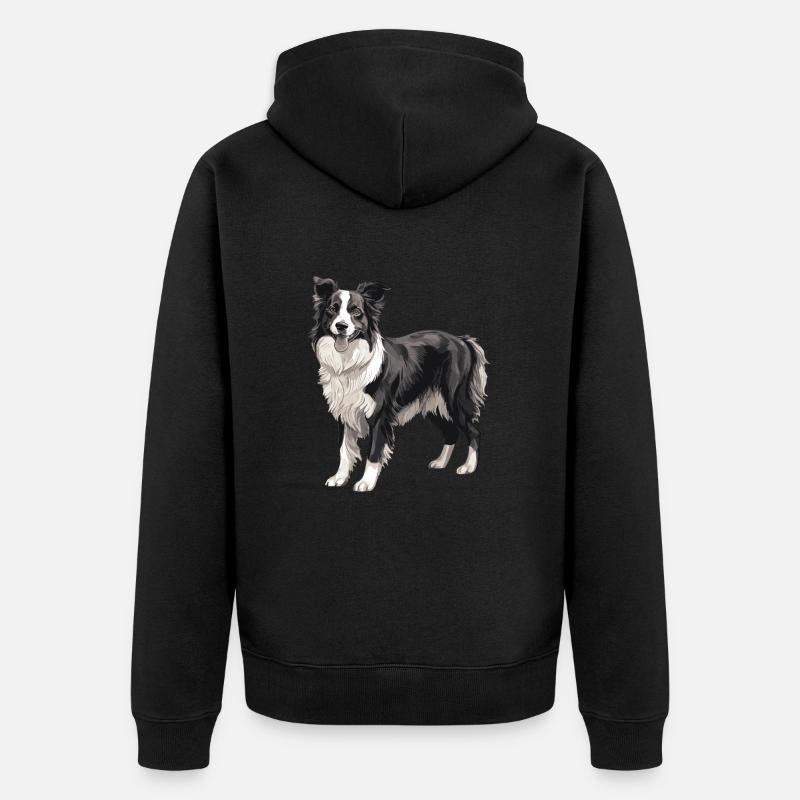 Border Collie Hund - Unisex Premium Bio Zip Hoodie - Schwarz
