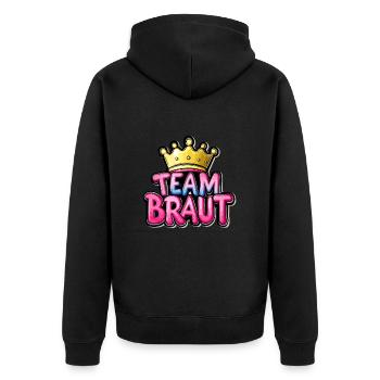 Team Braut Hochzeit Junggesellinnen Abschied - Unisex Premium Bio Zip Hoodie - Schwarz - Hinten - Nico (187cm)