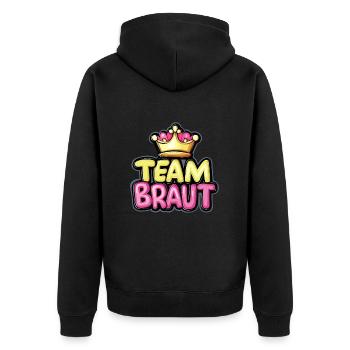 Team Braut Krone - Unisex Premium Bio Zip Hoodie - Schwarz - Hinten - Nico (187cm)