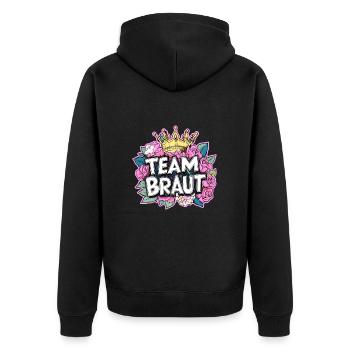 Team Braut Krone - Unisex Premium Bio Zip Hoodie - Schwarz - Hinten - Nico (187cm)