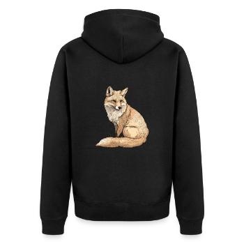 Fuchs - Unisex Premium Bio Zip Hoodie - Schwarz - Hinten - Nico (187cm)