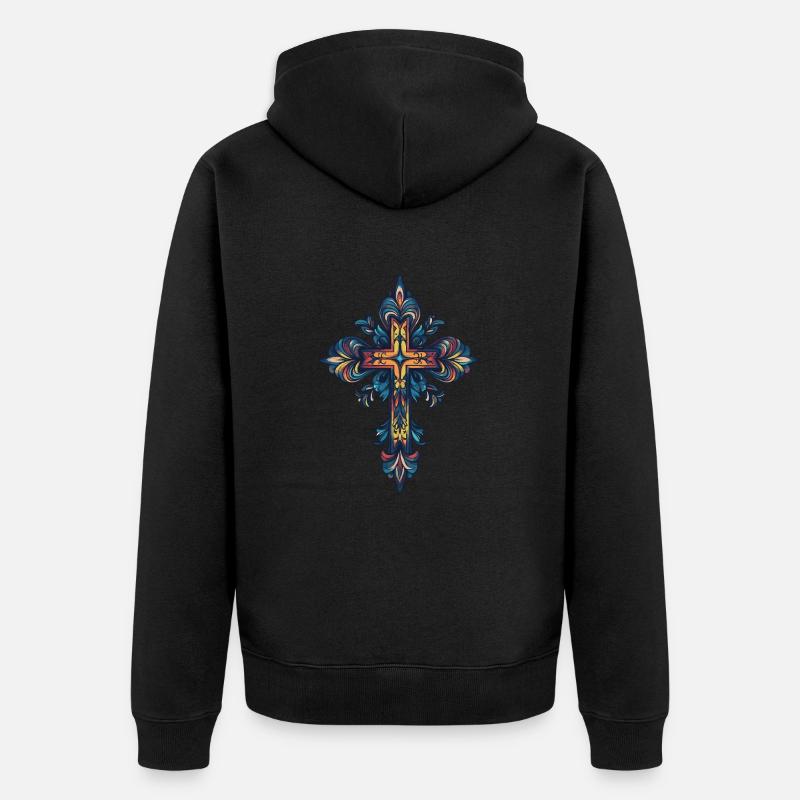 Symbole de la croix - Veste à capuche bio Premium Unisexe - noir