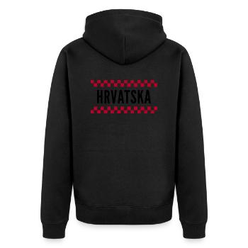 De la Croatie avec amour - Dames croates hrvatsk - Veste à capuche bio Premium Unisexe - noir - Dos - Nico (187cm)