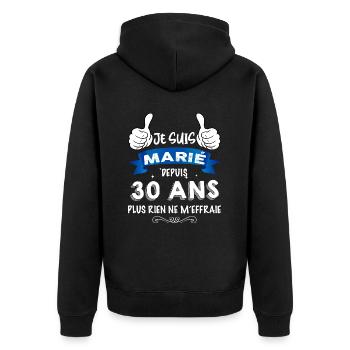 Maraige Depuis 30 Ans Idée Cadeau Epoux - Veste à capuche bio Premium Unisexe - noir - Dos - Nico (187cm)