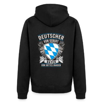 Bayer von Gottes Gnaden - Unisex Premium Bio Zip Hoodie - Schwarz - Hinten - Nico (187cm)