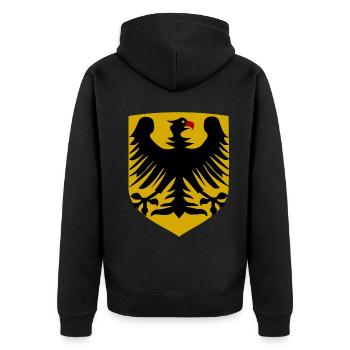 Daheim im schönen Deutschland - Unisex Premium Bio Zip Hoodie - Schwarz - Hinten - Nico (187cm)