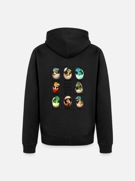 Baby dinosaur in egg - Unisex Premium Organic Zip Hoodie - black