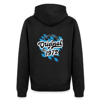 Bayrisches Original seit 1947 Geburtstag - Unisex Premium Bio Zip Hoodie - Schwarz - Hinten - Nico (187cm)