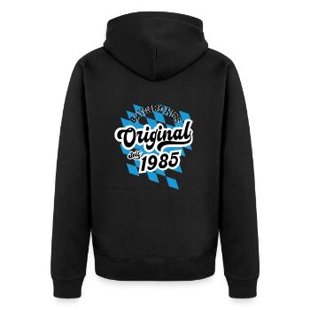 1985 Bayrisches Original seit 1985 Geburtstag - Unisex Premium Bio Zip Hoodie - Schwarz - Hinten - Nico (187cm)
