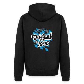 1996 Bayrisches Original seit 1996 Geburtstag - Unisex Premium Bio Zip Hoodie - Schwarz - Hinten - Nico (187cm)
