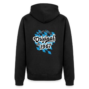 1967 Bayrisches Original seit 1967 Geburtstag - Unisex Premium Bio Zip Hoodie - Schwarz - Hinten - Nico (187cm)