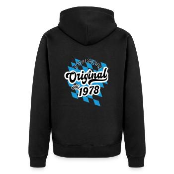 1978 Bayrisches Original seit 1978 Geburtstag - Unisex Premium Bio Zip Hoodie - Schwarz - Hinten - Nico (187cm)
