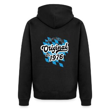 1976 Bayrisches Original seit 1976 Geburtstag - Unisex Premium Bio Zip Hoodie - Schwarz - Hinten - Nico (187cm)