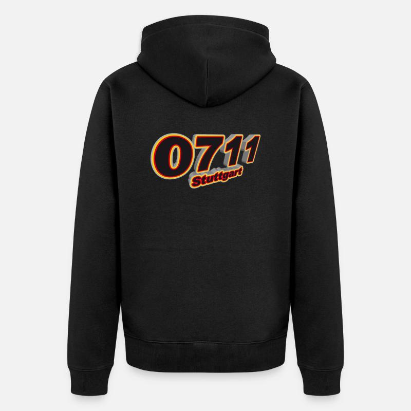 0711 Stuttgart - Unisex Premium Bio Zip Hoodie - Schwarz