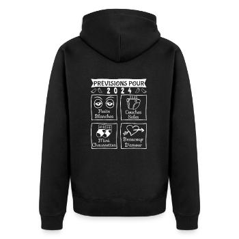 Prévisions pour 2024,future mama,futur papa,papa - Veste à capuche bio Premium Unisexe - noir - Dos - Nico (187cm)