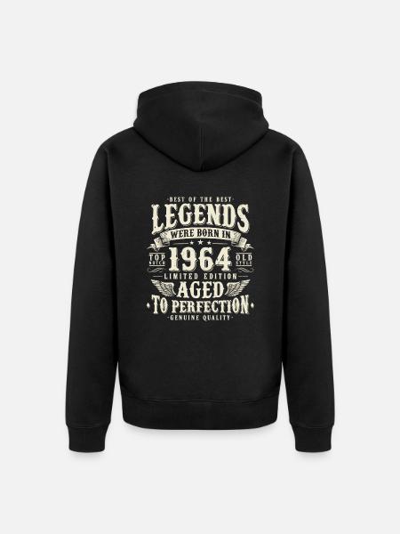 1964 Jahrgang geboren Legenden Geburtstag Geschenk - Unisex Premium Bio Zip Hoodie - Schwarz
