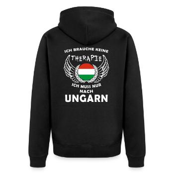Therapie Ungarn - Unisex Premium Bio Zip Hoodie - Schwarz - Hinten - Nico (187cm)