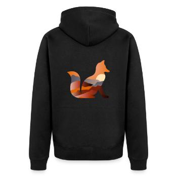 Fuchs - Unisex Premium Bio Zip Hoodie - Schwarz - Hinten - Nico (187cm)
