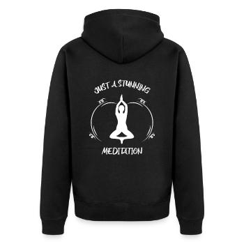 Meditaion - Unisex Premium Bio Zip Hoodie - Schwarz - Hinten - Nico (187cm)