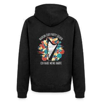 Harfe Geschenk Musikinstrument Musiker Zupfen - Unisex Premium Bio Zip Hoodie - Schwarz - Hinten - Nico (187cm)