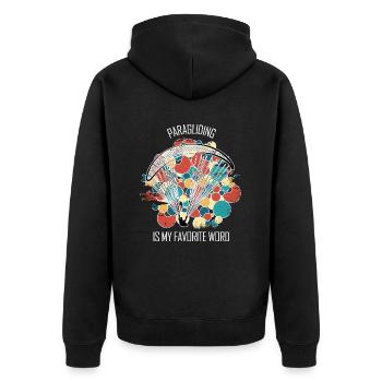 Paragliding Gleitschirm Paragleiter Paraglider - Unisex Premium Bio Zip Hoodie - Schwarz - Hinten - Nico (187cm)