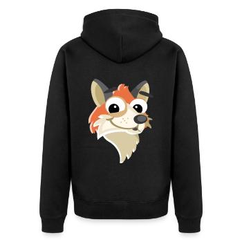 Fuchs Kopf Gesicht - Unisex Premium Bio Zip Hoodie - Schwarz - Hinten - Nico (187cm)