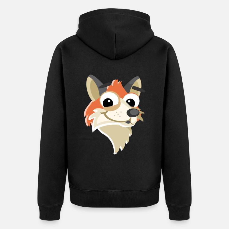 Fuchs Kopf Gesicht - Unisex Premium Bio Zip Hoodie - Schwarz